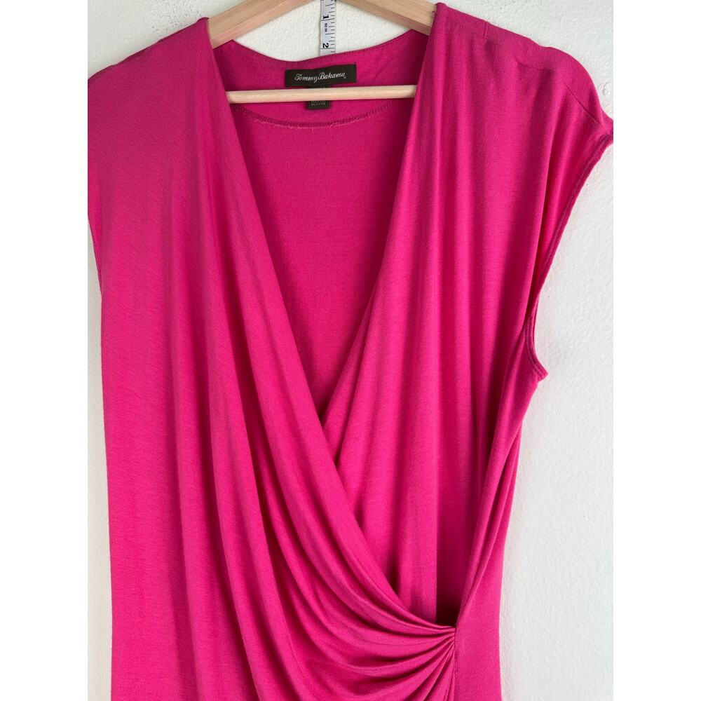 Tommy Bahama Tambour Faux Wrap Jersey Dress Bright Pink Medium - Picture 7 of 12